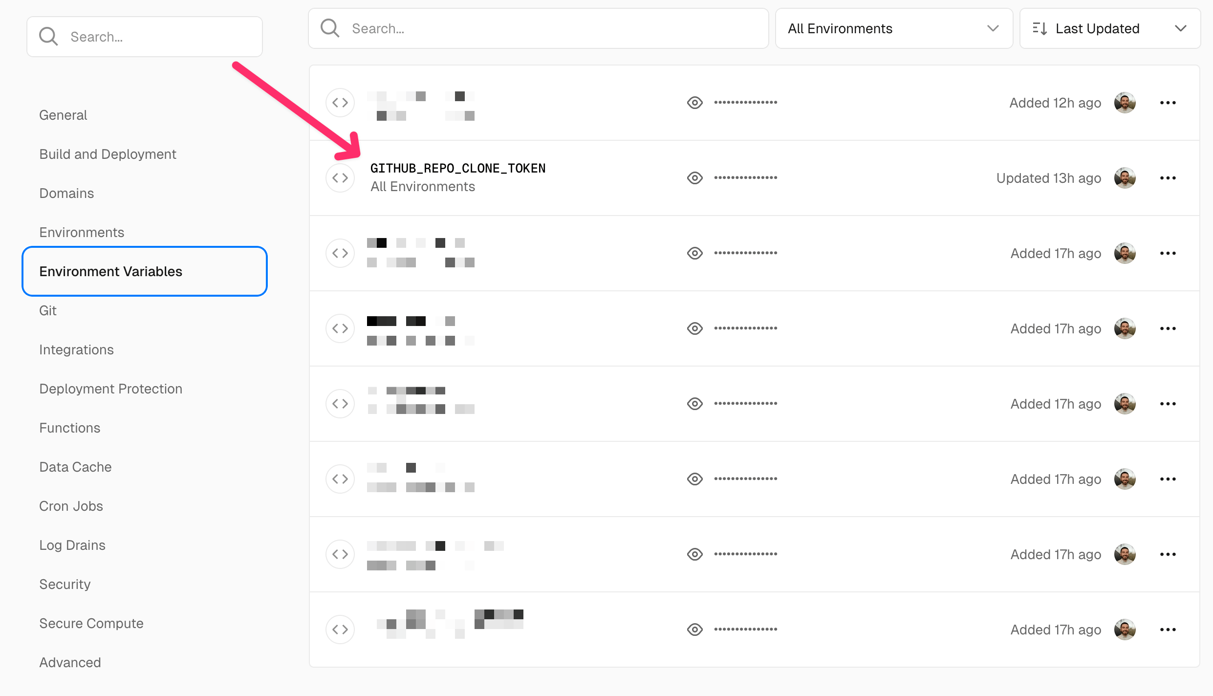 Screenshot of Vercel